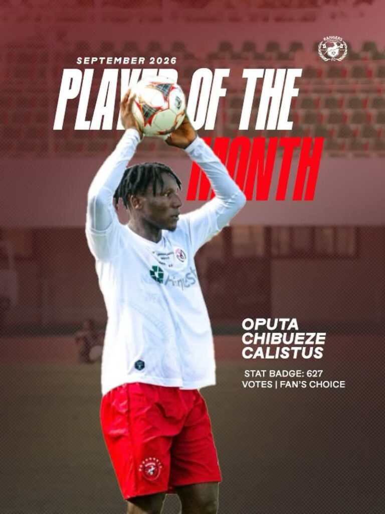 NPFL: Oputa wins Rangers Player of the Month award